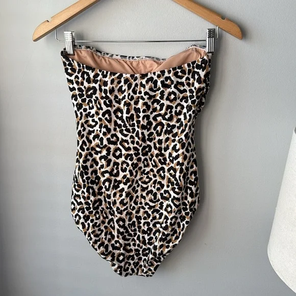 J. Crew Leopard Print Strapless One Piece Bathingsuit - Picture 5 of 9
